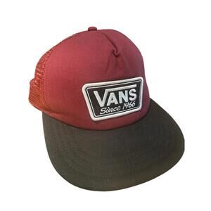 Vans Trucker Hat Adjustable Fit Vans Since 1966 Burgundy And Black